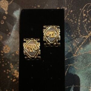 Gold Elephant Design Earrings